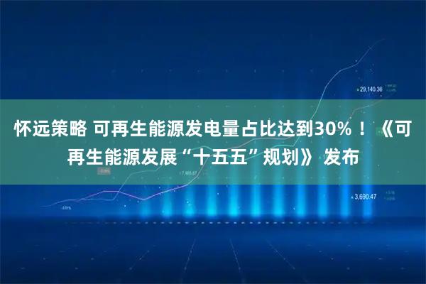 怀远策略 可再生能源发电量占比达到30% ！《可再生能源发展“十五五”规划》 发布