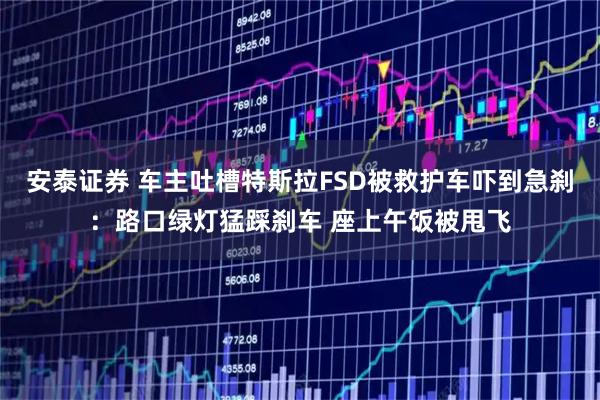 安泰证券 车主吐槽特斯拉FSD被救护车吓到急刹：路口绿灯猛踩刹车 座上午饭被甩飞